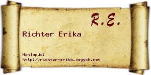 Richter Erika névjegykártya